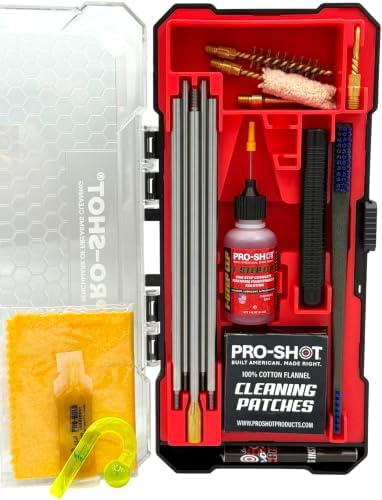 Pro-Shot Gun Cleaning Kits: Universal, Rifle, Pistol, and Shotgun Cleaning Kits with Premium Stainless Micro-Polished Rods, Brushes, Jags, Patches, CLP & Grease – Made in USA