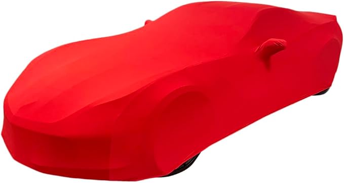 C7 Corvette Indoor Car Cover - Custom Fit Ultraguard Stretch Satin Dust Proof, High End with Storage Bag for 2014-2019 Stingray, Z51, Z06, Grand Sport Corvettes (Red)
