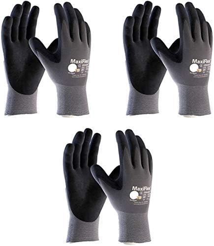 MaxiFlex 34-874 Seamless Knit Nylon Glove with Nitrile Coated Micro-Foam Grip on Palm and Fingers Gray/Black Dozen