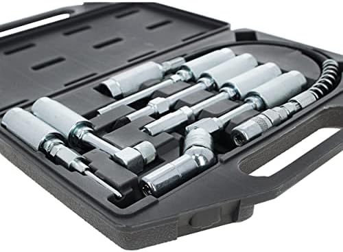 ABN Lube Accessory Kit - 7pc Automotive Universal Grease Coupler Kit and Grease Gun Attachments with Carrying Case