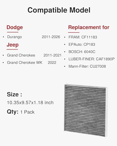 Puroma Cabin Air Filter Activated Carbon for CF11183 CP183 6040C Dodge Jeep