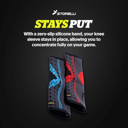 Storelli Knee Sleeve, Compression Knee Brace, Zero-Slip Silicone Band, Customizable Fit, Performance Support and Recovery, Superior Breathability