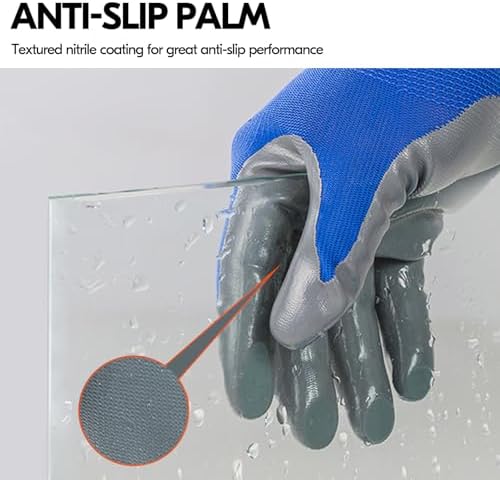Vgo... 10Pairs Non-Slip Safety Work Gloves,Nitrile Coated (NT2110,S)