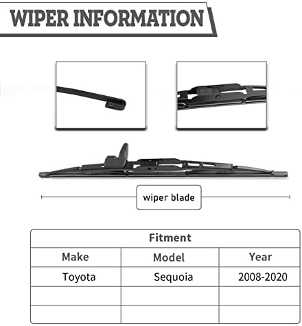 Rear Windshield Wiper Blade Replacement for Toyota Sequoia 2008-2020