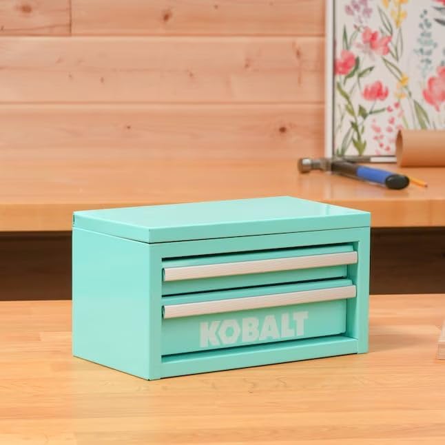 Mini 2-Drawer Steel Tool Box Teal Color