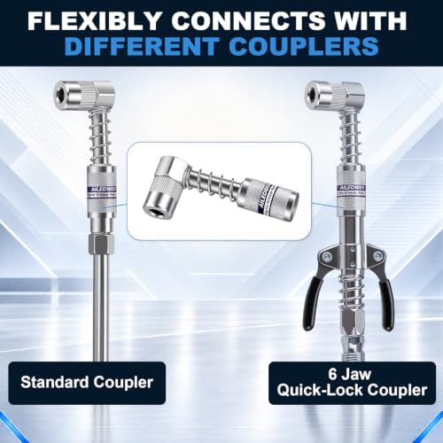 2 Pack 90 Degree Grease Gun Coupler for Tight Spaces, Right Angle Adapter