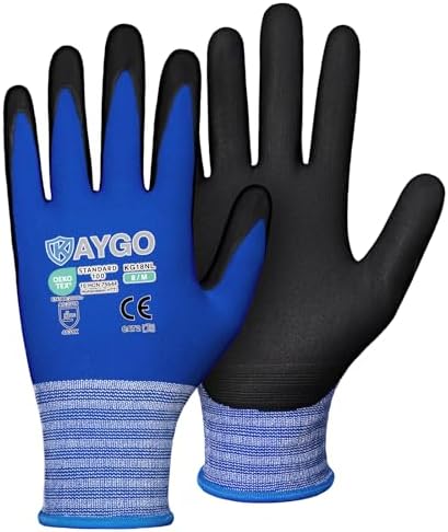 KAYGO Safety Work Gloves, MicroFoam Nitrile Coated, Men Women,KG18N