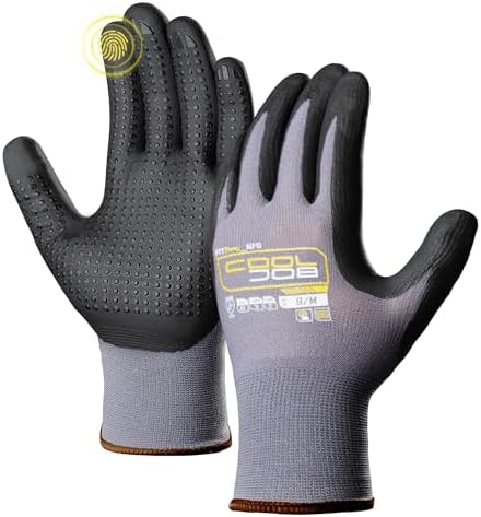 COOLJOB 6 Pairs Nitrile Rubber Dipped Safety Work Gloves with Grip Dots