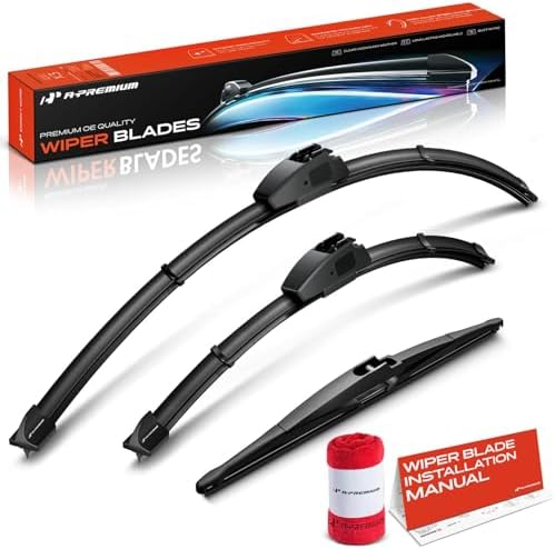 A-Premium 28"+14"+13" Windshield Wiper Blades with Wear Indicator & Towel