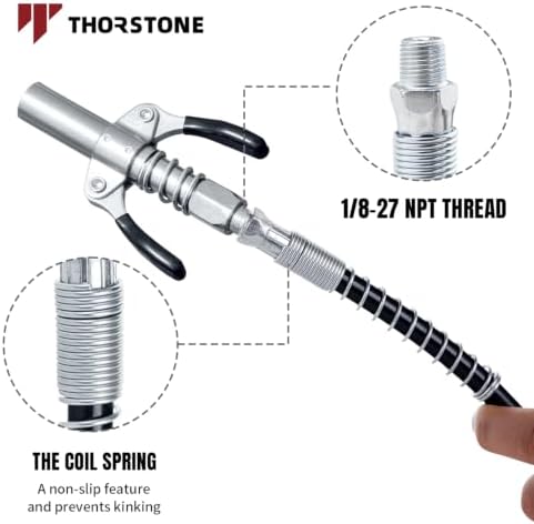 Thorstone 7000PSI Heavy Duty Pistol Grip Grease Gun Kit, 2PCS