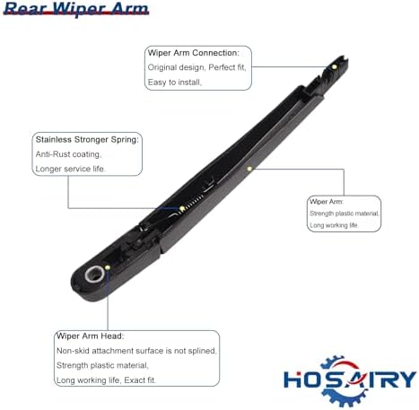 Rear Wiper Arm Blade Set for Nissan Rogue 2008-2013, Juke 2011-2016, Qashqai 2008-2013 - Windshield Wiper Arm Blade Assembly 28780-JM00A