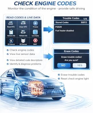 V519 OBD2 Scanner Diagnostic Tool, Car Code Reader with 35,901 Built-in DTC Lookup, Check Engine Light Reader, Live Data, I/M Readiness, Battery Voltage Test, for 1996+ Vehicles