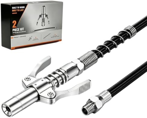12-Inch Grease Gun Hose with Quick Release Coupler, 1/8" NPT Grease Kit