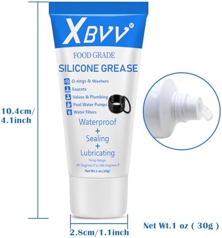XBVV Plumber Silicone Grease Lubricant for Plumbing Faucet Valve O-Rings Rubber Washer 1-Pack 1 oz Tube with Brush