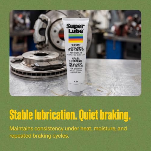 Super Lube 97008 Silicone Lubricating Brake Grease with PTFE, 8 oz Tube, Translucent White