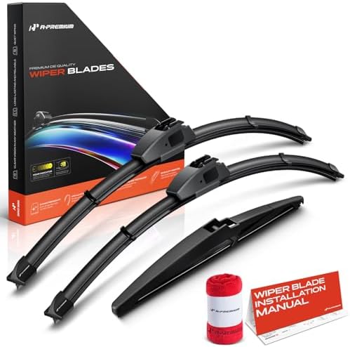A-Premium 22"+20"+10" Windshield Wiper Blades with Wear Indicator & Towel