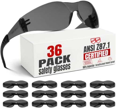ANSI Z87.1 Tinted Safety Glasses Bulk 36 pack, Safety Sunglasses for men and women, Scratch & Impact Resistant UV protection sunglasses for Construction, Outdoor Sports & Work