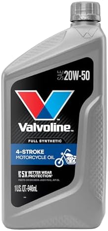 Valvoline 4-Stroke Motorcycle Full Synthetic 20W-50 Motor Oil 1 Quart