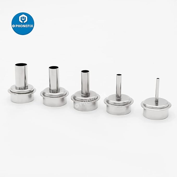 9pcs/set 861DW Hot Air Gun Resisting Nozzles Quick 861dw Rework Station Heat Gun Resisting Nozzles 45 Degree Curved Angle Nozzle Sleeve for PCB Microscope Soldering Repair
