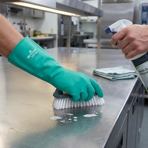 SHOWA 727 Chemical Resistant Gloves, 15-mil Nitrile, Medium 12-Pack