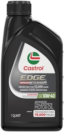 Castrol EDGE High Mileage 10W-40 Advanced Full Syn Motor Oil, 1 Qt, 6 Pack