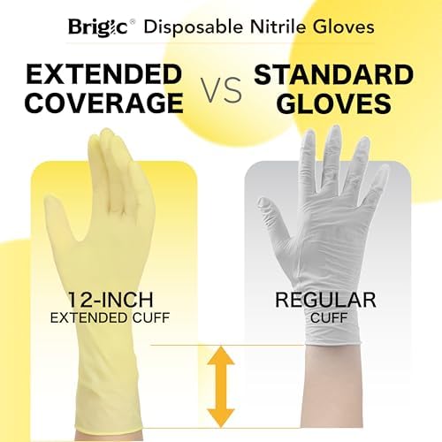 12 Inch Long Cuff Nitrile Gloves, Disposable Gloves
