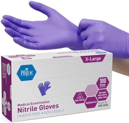 MedPride Powder-Free Nitrile Exam Gloves, X-Large (Pack of 100)