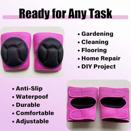 Womens Knee Pads for Kneeling on Floors, Soft EVA Foam Kneepads, Pink L