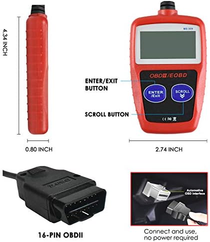 MS309 OBD2 Scanner Check Car Engine Light Fault Code Reader, Universal OBDII Diagnostic Scan Tool Read Clear Trouble Codes, View Freeze Frame Data, OBDII CAN Diagnostic Scan Tool
