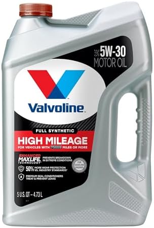 Valvoline Full Synthetic High Mileage with MaxLife Technology SAE 5W-30 Motor Oil 5 QT, Case of 3