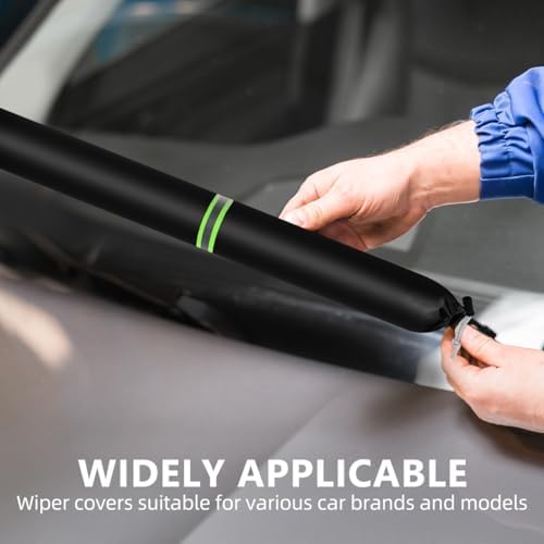 2Pcs Wiper Blade Protectors, 25.5x3.9in Polyester Car Windshield Wiper Covers, 210D Waterproof Rain and Bird Droppings RV Windshield Cover for Cars SUVs and Trucks