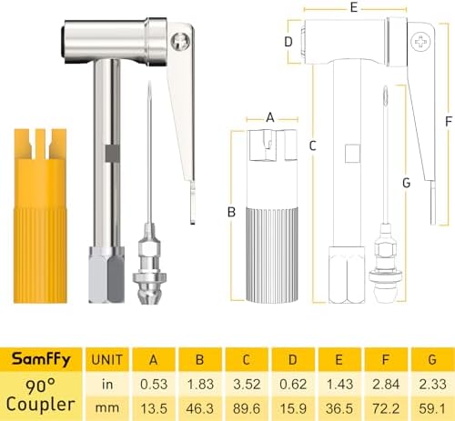 90° Degree Right Angle Grease Gun Coupler Zerk Fittings Adapter Set