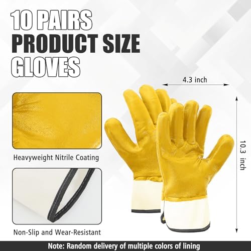 Teenyyou 5/10/15/20/25 Pair Nitrile Coated Oil Work Gloves