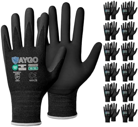 KAYGO Safety Work Gloves, MicroFoam Nitrile Coated, Men Women,KG18N