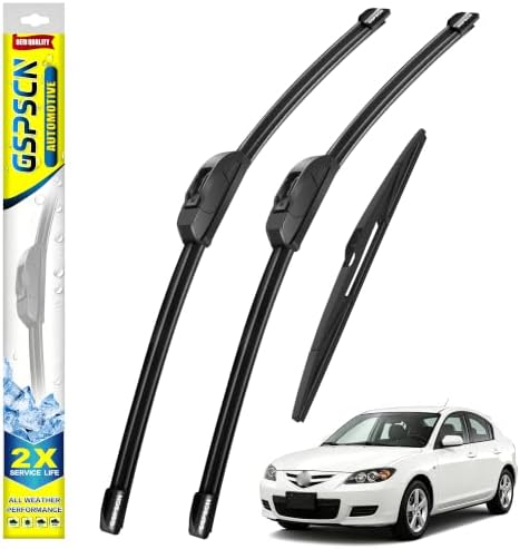 GSPSCN Windshield Wiper Blades for Mazda 3 Hatchback 2004-2009 (Pack of 3)