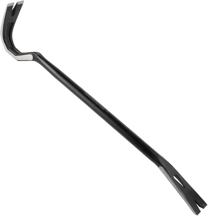 Klein Tools 66095 24-Inch Gooseneck Wrecking Bar and Nail Puller, Heavy Duty Forged Carbon Steel, Pry Bar for Demolition