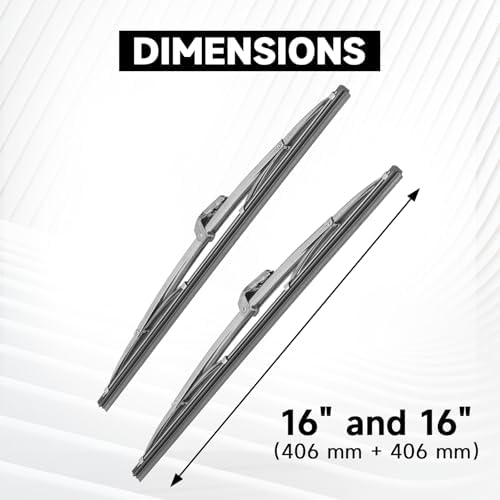 16" Classic Stainless Steel Wiper Blades(Set of 2) for 40s-80s Classic Cars