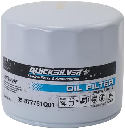 Quicksilver 877761Q01 Oil Filter for Select Mercury and Mariner 75-115hp Outboards and 150hp EFI 4-Stroke Outboards