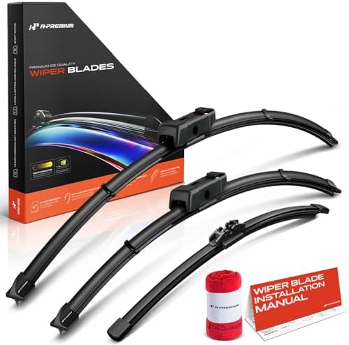 A-Premium 26"+21"+10" Windshield Wiper Blades with Wear Indicator & Towel