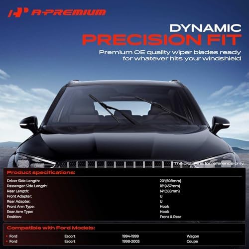 A-Premium 20"+18"+14" Windshield Wiper Blades with Wear Indicator & Towel