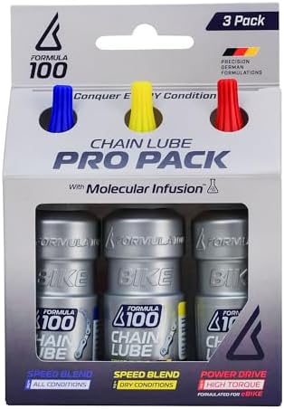 Chain Lube Pro Pack with All Conditions, Dry Conditions, & eBike Lubricant – Collection of Lubricant for Bicycles & Electric Bikes – Protects Against Wear & Corrosion – Three 50ml Bottles