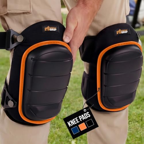 GORILLA GRIP® Knee Pads for Work, Gel Cushion Soft Foam for Men Orange