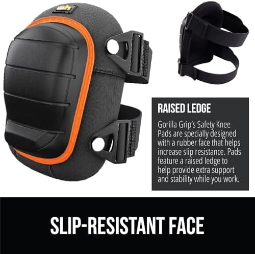GORILLA GRIP® Knee Pads for Work, Gel Cushion Soft Foam for Men Orange