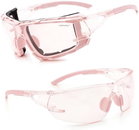 UKNOW Safety Glasses - Anti Fog Wraparound Lenses - Removable Foam Gasket - ANSI Z87.1 Protective Eyewear - Impact Resistant