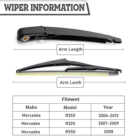 Rear Wiper Arm Blade Nut Set Replacement for Mercedes-Benz R320 2007-2009,R350 2006-2012,R500 2006-2007,Rear Windshield Wiper Cover Accessories Assembly, Wiper Cap Set for Back Window, OE:1648200744