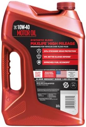 Valvoline High Mileage with MaxLife Technology SAE 10W-40 Synthetic Blend Motor Oil 5 QT