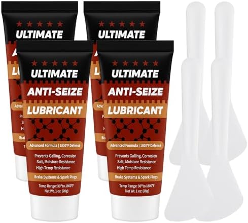 Copper Anti-Seize Thread Lubricant Spark Plug Antiseize Grease Compound for Automotive, Bolts and Nuts | High Temp Brake Parts Lubricant Grease Prevents Rust, Corrosion, Seizing - 1oz Tube (4-Pack)