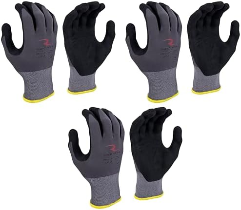Radians Unisex Industrial Work Glove - Construction: Nylon Shell with Foam Nitrile Palm Dip - Gray - Standard Size XS (Pack of 3)