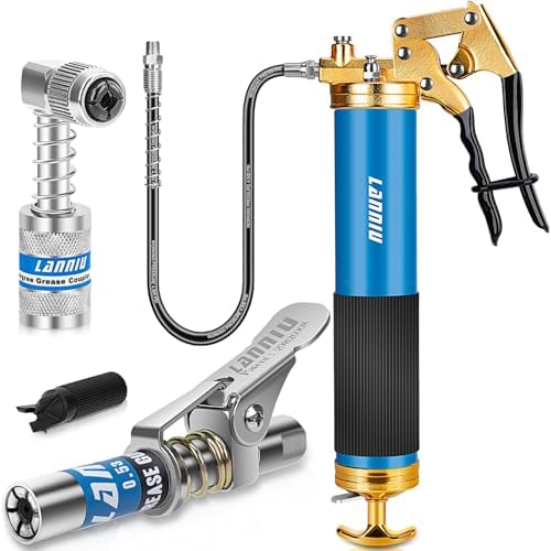 Grease Gun Kit: 8000 PSI Grease Gun, 0.53" Coupler & 90° Adapter