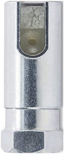 LUMAX LX-1407 Black Right-Angled Grease Coupler. Designed for 90° Access onto Grease Fittings. Slips/Slides onto Grease Fitting from Side. Hardened Precision-Fit Jaws for Long Service Life.